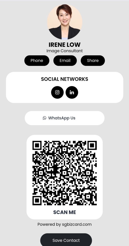 Online namecard Contact Irene